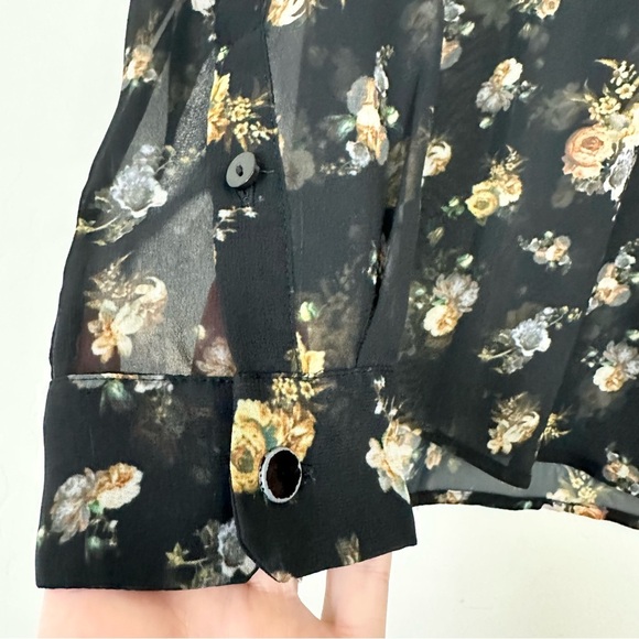 The Kooples Ditsy Floral Button Down Blouse Sheer - Picture 6 of 10